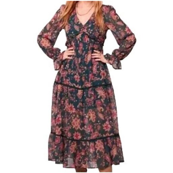 Band of the Free NWT Run the World Pine Paisley Empire Waist Midi Dress Sz S Wom - Picture 14 of 14